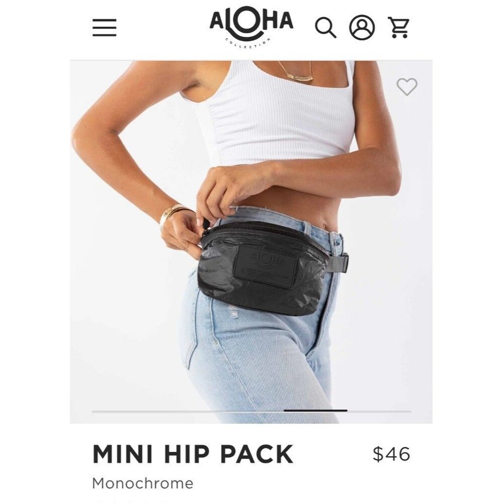 Aloha Mini Hip Fanny Pack Black Monochrome
